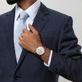 IWC Schaffhausen Portofino Chronograph 42-IWC Schaffhausen Portofino Chronograph 42 in rose gold with silver dial on leather strap featuring a chronograph function, day date display and automatic movement.