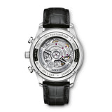 IWC Schaffhausen Portugieser Chronograph 41-IWC Schaffhausen Portugieser Chronograph 41 in stainless steel with black dial on leather strap, featuring a chronograph function and automatic movement.