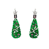 Jade Carved Dangle Earrings-Jade Carved Dangle Earrings -