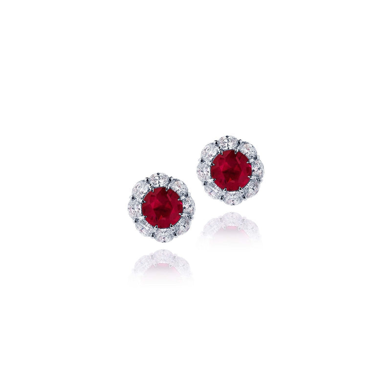 JB Star Ruby and Diamond Stud Earrings-JB Star Ruby and Diamond Stud Earrings -