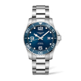 Longines HydroConquest 41mm-Longines HydroConquest in a 41mm stainless steel case with blue dial on stainless steel bracelet, featuring date display and automatic movement with up to 72 hours of power reserve.