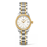 Longines Master Collection 25.5mm-Longines Master Collection in a 25.5mm stainless steel/yellow gold cap case on white matte dial on stainless steel/yellow gold cap bracelet featuring a date display and automatic movement.