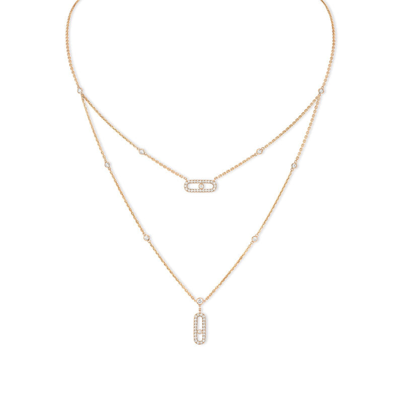 Messika Move Uno 2 Rows Pave Necklace-Messika Move Uno 2 Rows Pave Necklace -