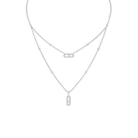 Messika Move Uno 2 Rows Pave Necklace-Messika Move Uno 2 Rows Pave Necklace -