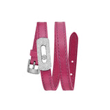 Messika My Move Pavé Diamonds Raspberry Pink Leather Bracelet-Messika My Move Pavé Diamonds Raspberry Pink Leather Bracelet - 30004-WG