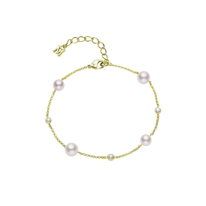 Mikimoto Akoya Cultured Pearl and Diamond Station Bracelet-Mikimoto Akoya Cultured Pearl and Diamond Station Bracelet - MDQ10036ADXK