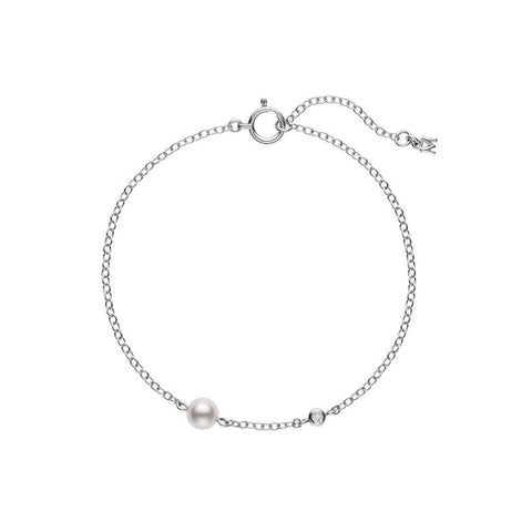 Mikimoto Akoya Cultured Pearl and Diamond Station Bracelet-Mikimoto Akoya Cultured Pearl and Diamond Station Bracelet - MDQ10054ADXW