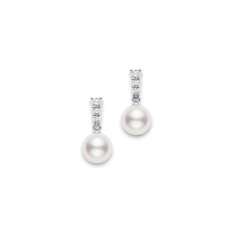 Mikimoto Akoya Cultured Pearl Diamond Earrings-Mikimoto Akoya Cultured Pearl Diamond Earrings - MEA10337ADXW