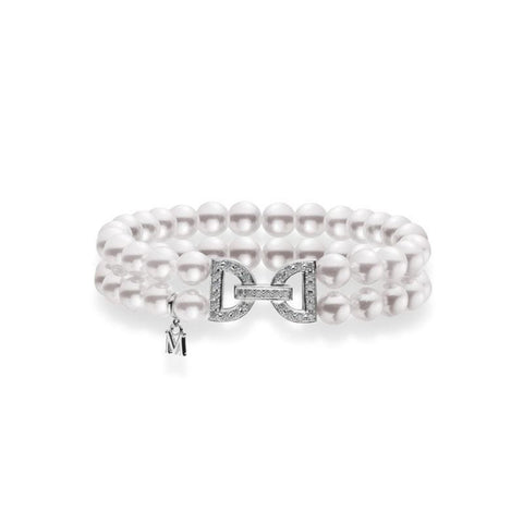 Mikimoto Akoya Cultured Pearl Double Row Bracelet-Mikimoto Akoya Cultured Pearl Double Row Bracelet -