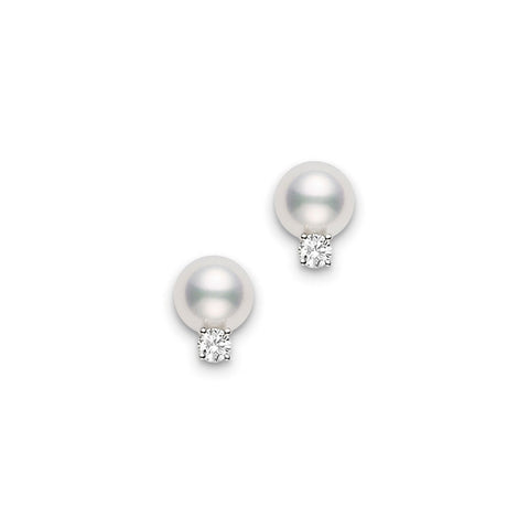 Mikimoto Akoya Cultured Pearl Stud Earrings-Mikimoto Akoya Cultured Pearl Stud Earrings -