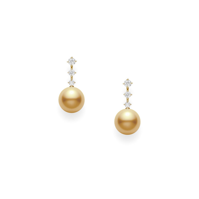 Mikimoto Golden South Sea Cultured Pearl Earrings-Mikimoto Golden South Sea Cultured Pearl Earrings -