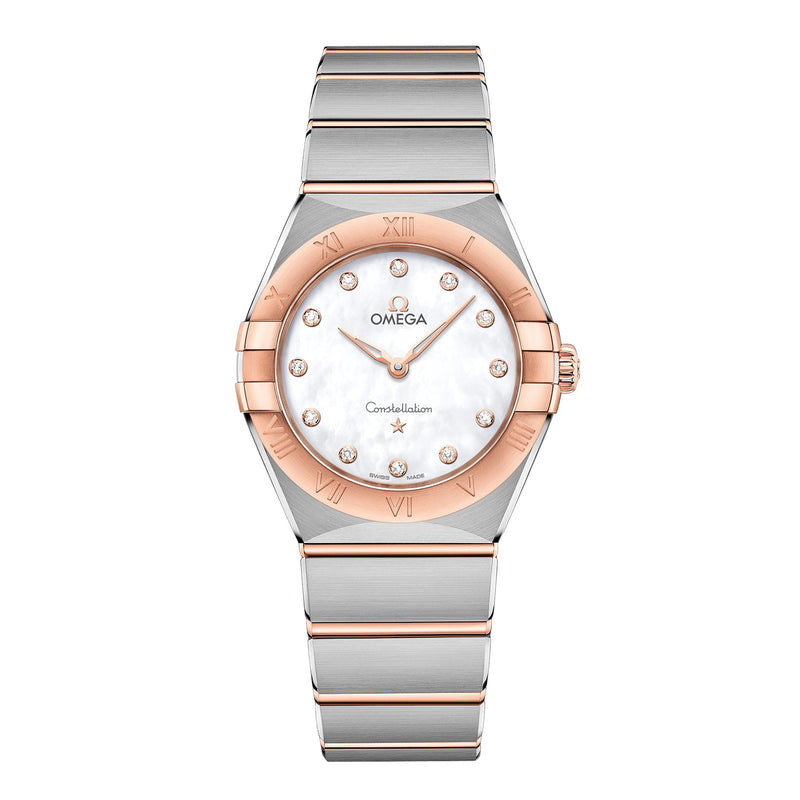 Omega Constellation 28mm-Omega Constellation Quartz 28mm - Omega Constellation Quartz in a 28mm stainless steel/Sedna gold case with mother-of-pearl dial on stainless steel/Sedna gold bracelet and quartz movement.