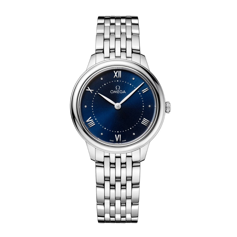 Omega De Ville Prestige 30mm-Omega De Ville Prestige Quartz 30mm - 434.10.30.60.03.001 - Omega De Ville Prestige Quartz in a 30mm stainless steel case with blue dial on stainless steel bracelet with quartz movement.