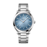 Omega Seamaster 75th Anniversary Aqua Terra 150m 41mm - Summer Blue-Omega Seamaster 75th Anniversary Aqua Terra 150M Co‑Axial Master Chronometer in a 41mm stainless steel case with "summer" blue dial on stainless steel bracelet, featuring a date display and automatic movement.