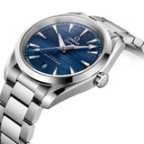 Omega Seamaster Aqua Terra 150m 38mm-Omega Seamaster Aqua Terra 150m Omega Co-Axial Master Chronometer in a 38mm stainless steel case with blue dial on stainless steel bracelet, featuring a date display and automatic movement.