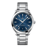 Omega Seamaster Aqua Terra 150m 41mm-Omega Seamaster Aqua Terra 150m Omega Co-Axial Master Chronometer in a 41mm stainless steel case with blue dial on stainless steel bracelet, featuring a date display and automatic movement.