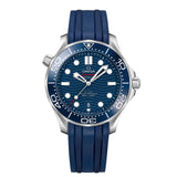 Omega Seamaster Diver 300 42mm-Omega Seamaster Diver 300M Co-Axial Master Chronometer 42 mm - 210.32.42.20.03.001 - Omega Seamaster Diver 300M Co-Axial Master Chronometer in a 42mm stainless steel case with blue dial on rubber strap, featuring a date display and automatic movement.