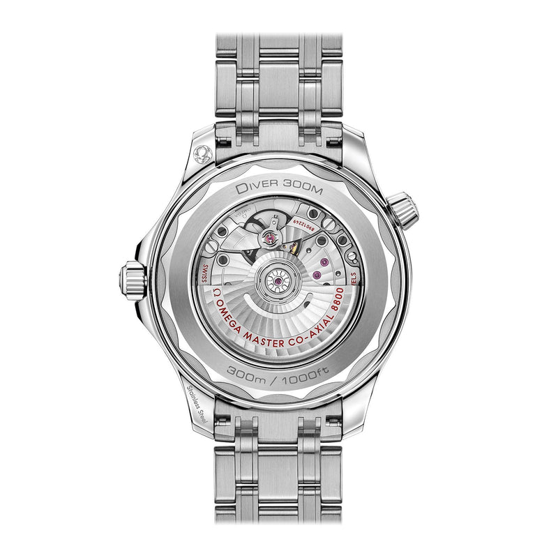 Omega Seamaster Diver 300 42mm-Omega Seamaster Diver 300M Omega Co-Axial Master Chronometer in a 42mm stainless steel case with white dial on stainless steel bracelet, featuring a date display and automatic movement.