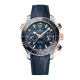 Omega Seamaster Planet Ocean 600m 45.5mm - Chronograph-Omega Seamaster Planet Ocean 600M Omega Co-Axial Master Chronometer Chronograph in a 45.5mm stainless steel/Sedna gold case with blue dial on leather strap, featuring a chronograph function, date display and automatic movement.