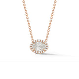 Oval Halo Diamond Necklace-Oval Halo Diamond Necklace -