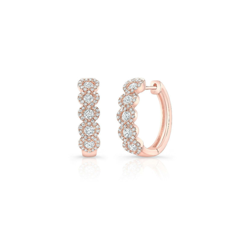 Diamond Hoop Earrings-Overlapping Halo Hoop Earrings - DEMKD04015