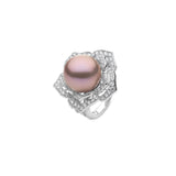 Pink Freshwater Pearl Diamond Ring-Pink Freshwater Pearl Diamond Ring -
