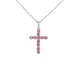 Pink Sapphire Cross Necklace-Pink Sapphire Cross Necklace - SNTIJ00471