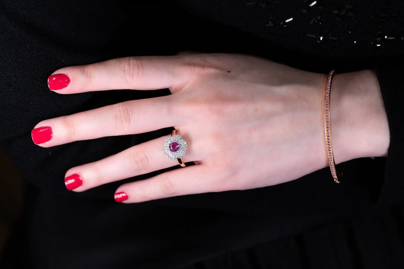 Pink Sapphire Diamond Ring-Pink Sapphire Diamond Ring -
