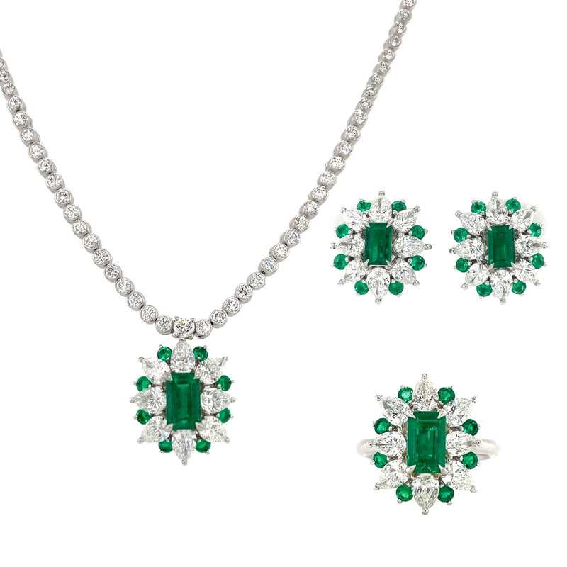 Platinum Emerald Diamond Set-Platinum Emerald Diamond Set - ENUJD00082