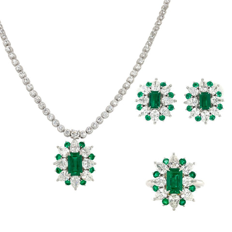 Platinum Emerald Diamond Set-Platinum Emerald Diamond Set - ENUJD00082