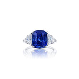 Platinum Sapphire Diamond Ring-Platinum Sapphire Diamond Ring - 7294-004