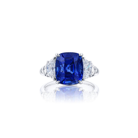 Platinum Sapphire Diamond Ring-Platinum Sapphire Diamond Ring - 7294-004
