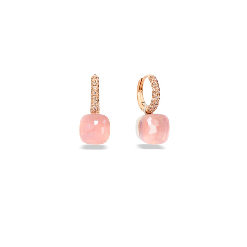 Pomellato Rose Quartz Nudo Classic Earrings-Pomellato Rose Quartz Nudo Classic Earrings - POB4010 O6000 BRCQR 0
