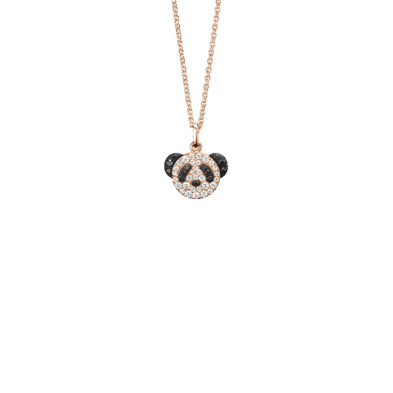 Qeelin Bo Bo Necklace-Qeelin Bo Bo Necklace - Petite Bo Bo necklace in 18K rose gold with white and black diamonds.