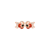 Qeelin Qin Qin Earrings-Qeelin Qin Qin Earrings - QQ-050-ER-RGDRA - Petite Qin Qin earrings in 18K rose gold with diamonds, red agate & onyx