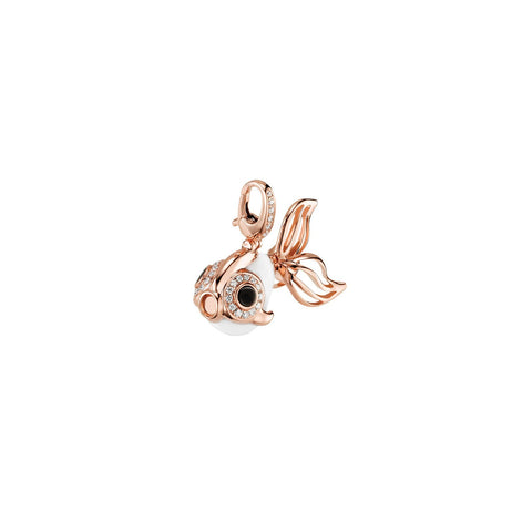 Qeelin Small Qin Qin Pendant-Qeelin Qin Qin Small Pendant - 18 karat rose gold with white agate and diamond qin qin pendant.