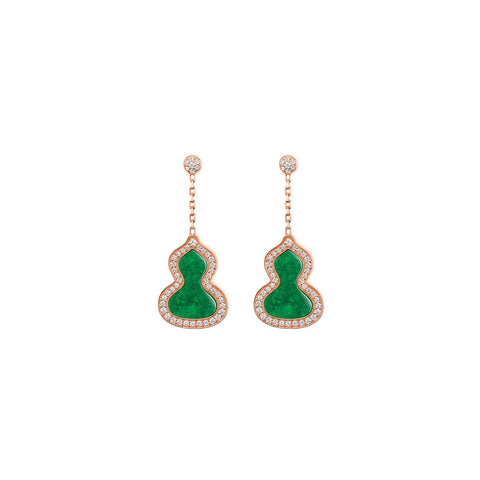 Qeelin Small Wulu Earrings-Qeelin Small Wulu Earrings - WU-030-SER-RGDGJE - 18 karat rose gold small wulu earrings with diamonds and jade