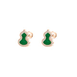 Qeelin Small Wulu Stud Earrings-Qeelin Small Wulu Stud Earrings - WU-030-SERSD-RGDGJE - 18 karat rose gold small wulu earrings with diamonds and jade