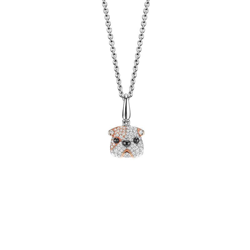 Qeelin Small Wang Wang Bulldog Mario-Qeelin Wang Wang Small Bulldog Mario - Wang Wang small bulldog in 18 karat white gold with diamonds pendant. 