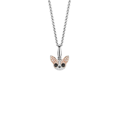 Qeelin Small Wang Wang Chihuahua Peekabo Pendant-Qeelin Wang Wang Small Chihuahua Peekabo Pendant - Wang Wang Small Chihuahua in 18 karat rose gold with black and white diamonds pendant. 