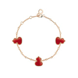 Qeelin Wulu Bracelet-Qeelin Wulu Bracelet - 18 karat rose gold with three red agate wulu stations on bracelet.