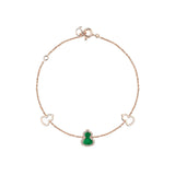 Qeelin Wulu Bracelet-Qeelin Wulu Bracelet - 18 karat rose gold with one jade and diamond wulu in the center and two gold wulu on each side.