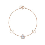 Qeelin Petite Wulu Bracelet-Qeelin Petite Wulu Bracelet in 18 karat rose gold with one mother-of-pearl and diamond wulu in the center and two gold wulu on each side.