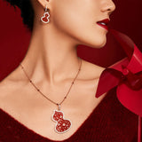 Qeelin Wulu Earrings-Qeelin Wulu Earrings - 18 karat rose gold diamond and red agate lace wulu earrings.