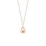 Qeelin Wulu Necklace-Qeelin Wulu Necklace - WU-040-LGNL-RGDRU - Wulu necklace in 18K rose gold with diamonds and ruby