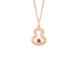 Qeelin Wulu Necklace-Qeelin Wulu Necklace - WU-040-LGNL-RGDRU - Wulu necklace in 18K rose gold with diamonds and ruby
