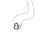 Qeelin Wulu Necklace-Qeelin Wulu Necklace - 18 karat white gold with double wulu in black diamonds and white diamonds on chain.