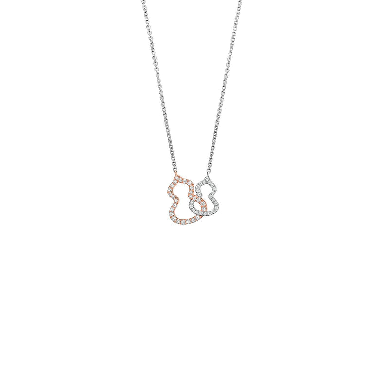 Qeelin Wulu Necklace-Qeelin Wulu Necklace - 18 karat white gold and rose gold double wulu pendant on chain.