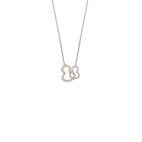 Qeelin Wulu Necklace-Qeelin Wulu Necklace - 18 karat white gold and rose gold double wulu pendant on chain.