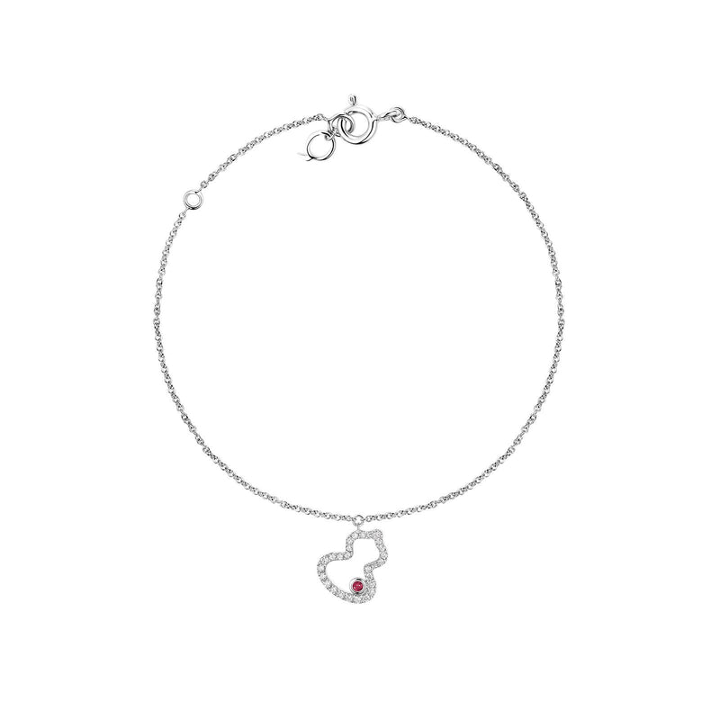 Qeelin Wulu Petite Bracelet-Qeelin Wulu Petite Bracelet - 18 karat white gold diamond wulu with ruby on bracelet.